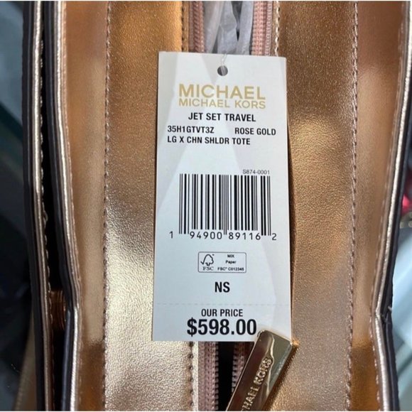 Michael Kors Purse Large Jet set Xchain Shoulder Bag Rose Gold - Picture 8 of 12